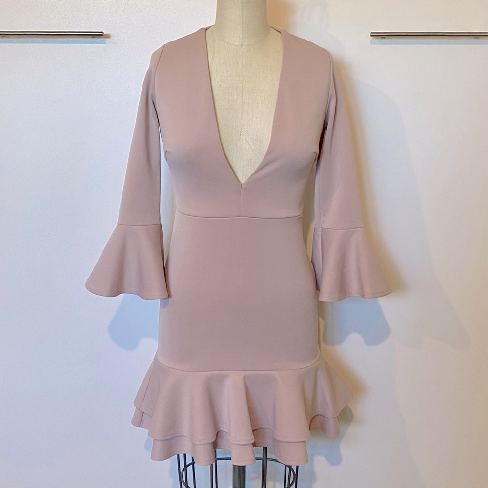 NWT ASOS Pink Plunge Ruffle Dress